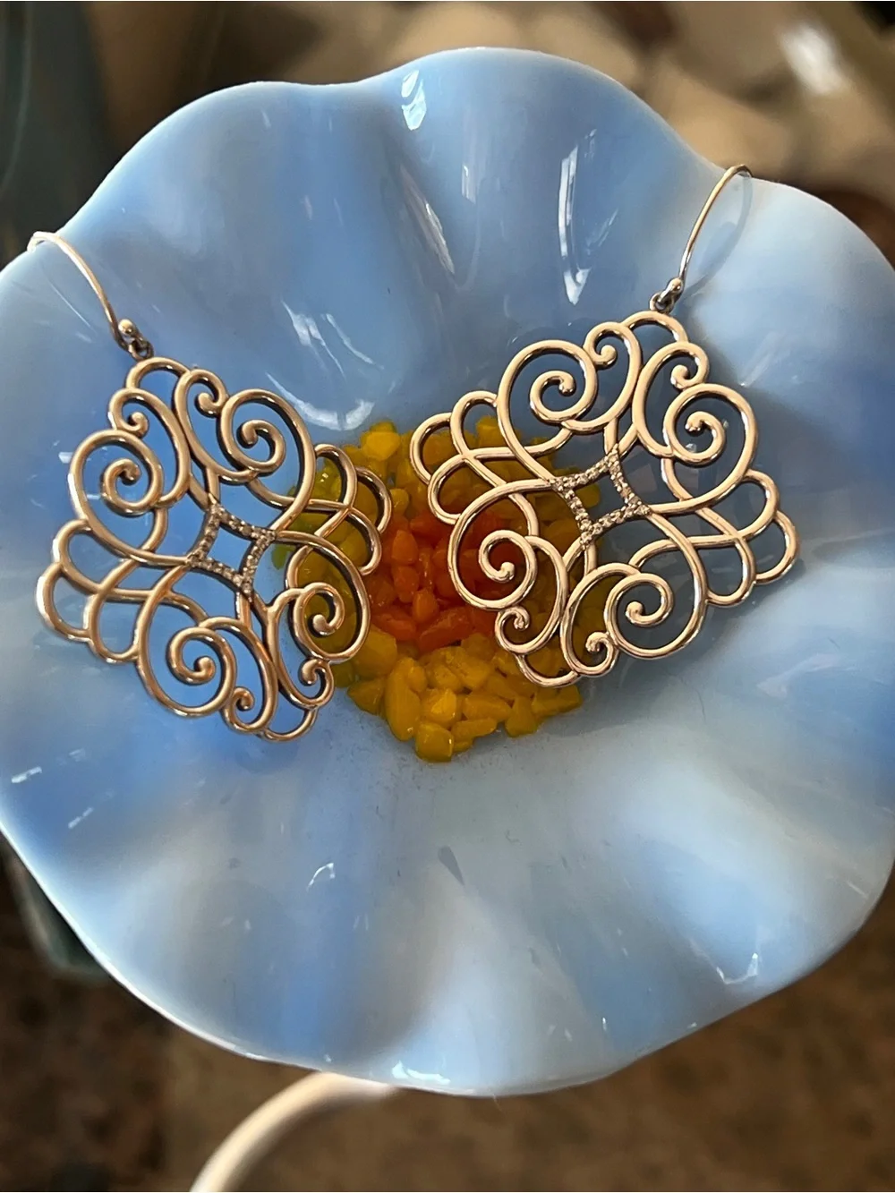 Stuller Filigree Scroll Sterling & Diamond Earrings